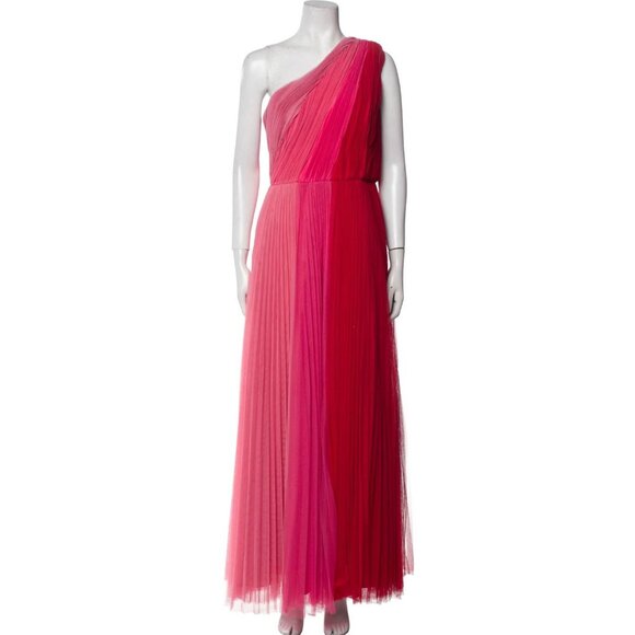 Anthropologie HUTCH Tarina Maxi Gown 2 One Shoulder Dress Pleat Tulle Colorblock - Picture 5 of 10